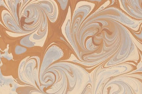 Ebru marble effect with floral pattern design for print Stock Illustration