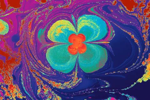 Ebru marble effect with floral pattern design for print Stock Illustration