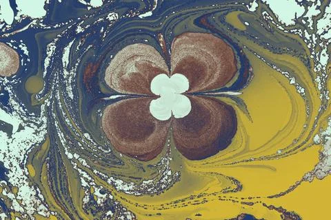 Ebru marble effect with floral pattern design for print 库存插图
