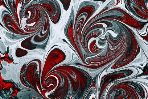 Ebru marble effect with floral pattern design for print Stock Photos