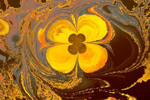 Ebru marble effect with floral pattern design for print Stock Photos