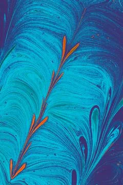 Ebru marble effect with floral pattern design for print Stock Photos