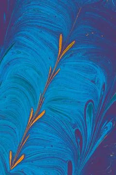 Ebru marble effect with floral pattern design for print Stock Photos