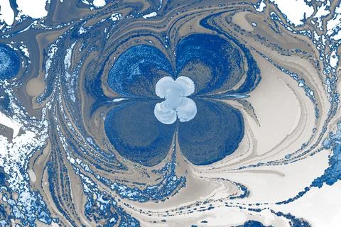 Ebru marble effect with floral pattern design for print Stock Photos