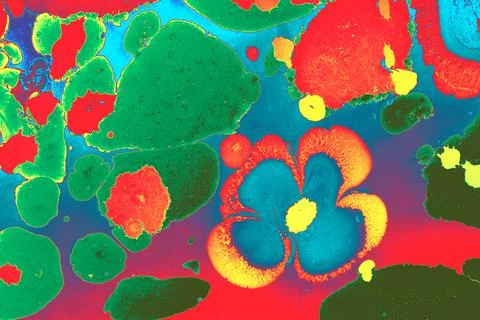 Ebru marble effect with floral pattern design for print Stock Photos