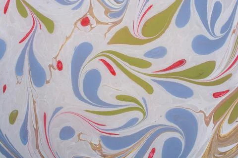 Ebru marble effect with floral pattern design for print Stock Photos