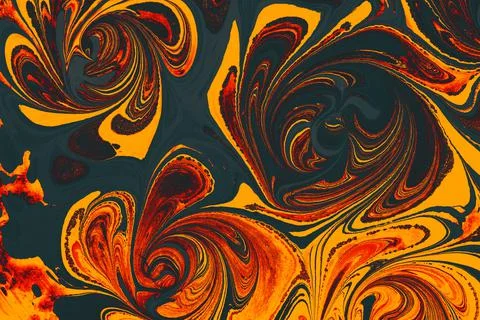 Ebru marble effect with floral pattern design for print Stock Photos