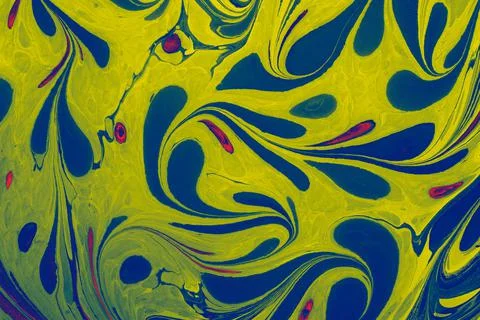 Ebru marble effect with floral pattern design for print Foto stock