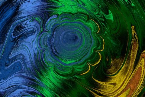 Ebru marble effect with floral pattern design for print Foto stock