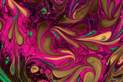 Ebru marble effect with floral pattern design for print Stock Photos