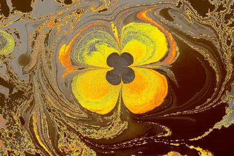 Ebru marble effect with floral pattern design for print Stock Photos