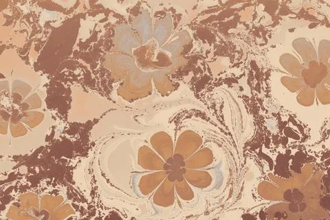 Ebru marble effect with floral pattern design for print Stock Photos