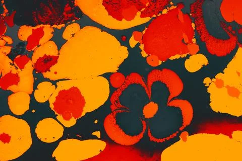 Ebru marble effect with floral pattern design for print Stock Photos