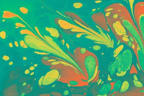 Ebru marble effect with floral pattern design for print Stock Photos