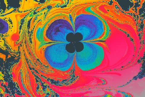 Ebru marble effect with floral pattern design for print Stock Photos