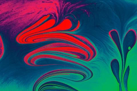 Ebru marble effect with floral pattern design for print Stock Photos