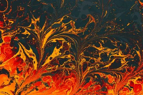 Ebru marble effect with floral pattern design for print Stock Photos