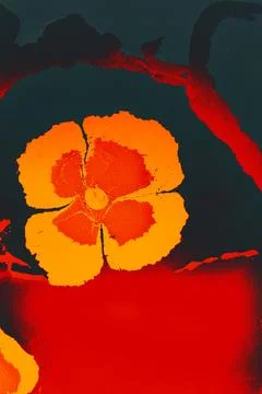 Ebru marble effect with floral pattern design for print Stock Photos