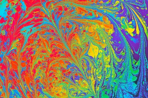 Ebru marble effect with floral pattern design for print Stock Photos