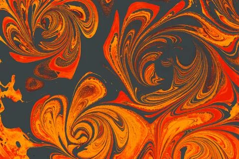 Ebru marble effect with floral pattern design for print Foto stock