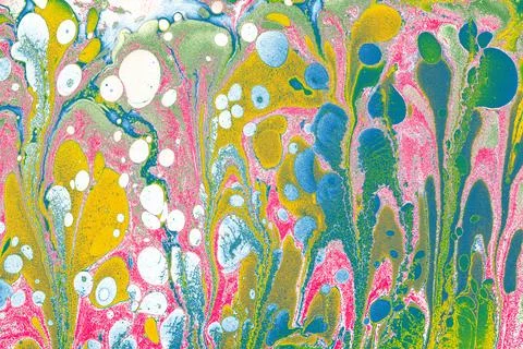 Ebru marble effect with floral pattern design for print Foto stock