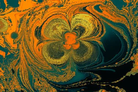 Ebru marble effect with floral pattern design for print Stock Photos