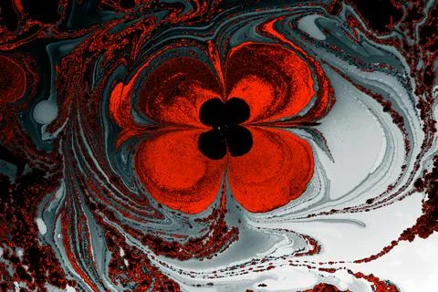 Ebru marble effect with floral pattern design for print Stock Photos