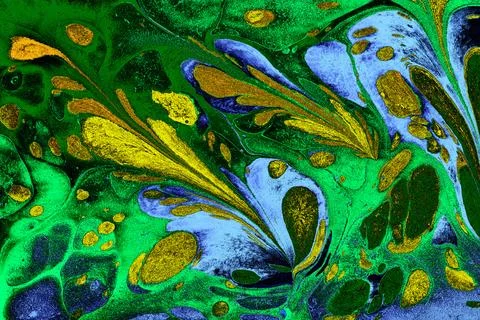 Ebru marble effect with floral pattern design for print Stock Photos