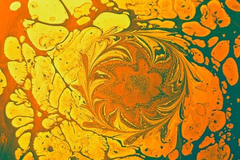 Ebru marble effect with floral pattern design for print Stock Photos