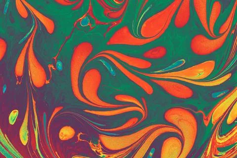 Ebru marble effect with floral pattern design for print Stock Photos