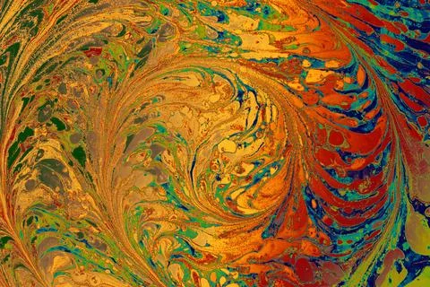 Ebru marble effect with floral pattern design for print Stock Photos