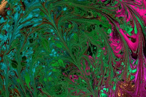 Ebru marble effect with floral pattern design for print Stock Photos