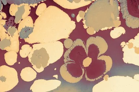 Ebru marble effect with floral pattern design for print Stock Photos