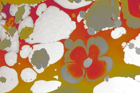 Ebru marble effect with floral pattern design for print Stock Photos