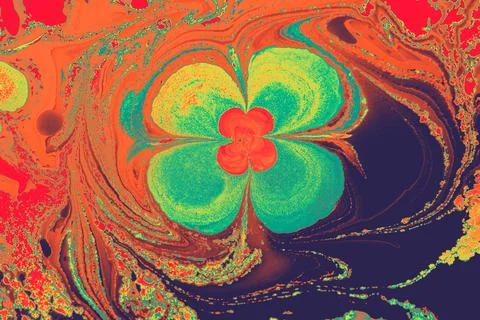 Ebru marble effect with floral pattern design for print Stock Photos