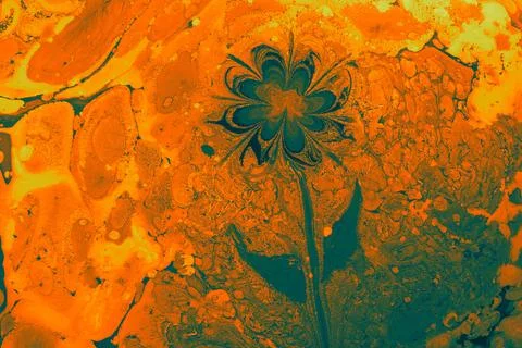 Ebru marble effect with floral pattern design for print Stock Photos