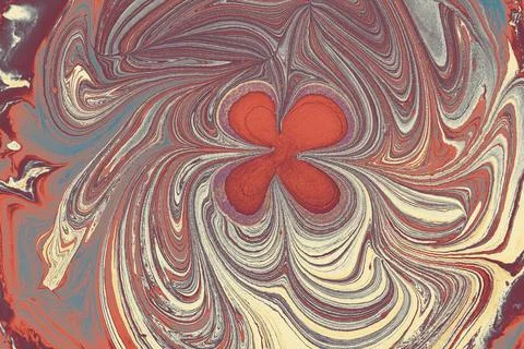 Ebru marble effect with floral pattern design for print Stock Photos