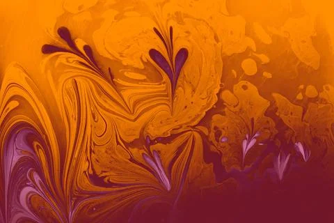 Ebru marbling Art with flower patterns. Abstract background template Illustrazione stock