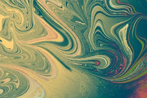 Ebru marbling Art with flower patterns. Abstract background template Stock Illustration