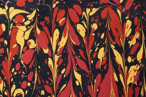 Ebru marbling Art with flower patterns. Abstract background template Stock Illustration
