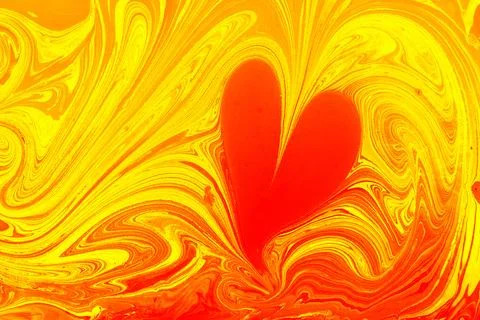 Ebru  marbling  background with heart shape. Unique art  marbling texture  .. Stock Photos