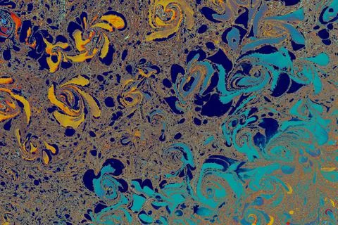 Ebru  marbling floral patterns.  . Unique art  Liquid marbling  texture  back Stock Illustration