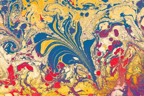 Ebru  marbling floral patterns.  . Unique art  Liquid marbling  texture  back Stock Illustration