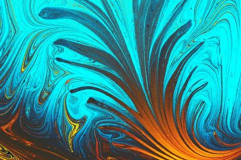 Ebru  marbling with floral patterns. Unique art  marbling  texture  backgroun Illustrazione stock
