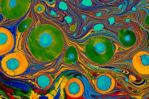 Ebru  marbling with floral patterns. Unique art  marbling  texture  backgroun Stock Illustration