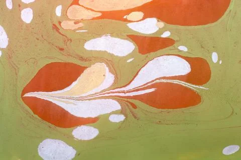 Ebru  marbling with floral patterns. Unique art  marbling  textu Stock Illustration