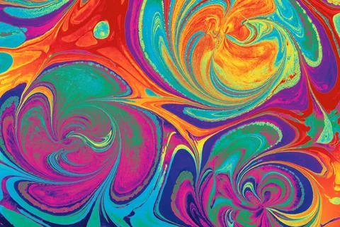 Ebru  marbling with floral patterns. Unique art  marbling  texture  backgroun Stock Illustration