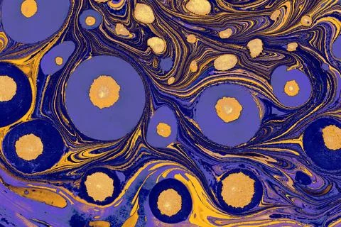 Ebru  marbling with floral patterns. Unique art  marbling  texture  backgroun Stock Illustration