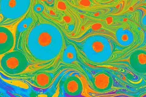 Ebru  marbling with floral patterns. Unique art  marbling  texture  backgroun Stock Illustration