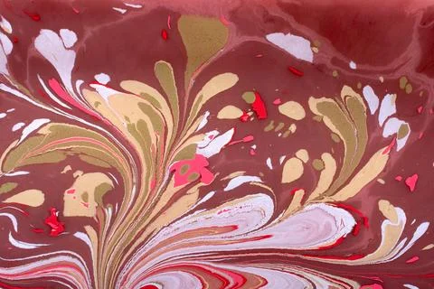 Ebru  marbling with floral patterns. Unique art  marbling  texture  backgroun Stock Illustration